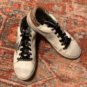 Star White and Gold Sneakers